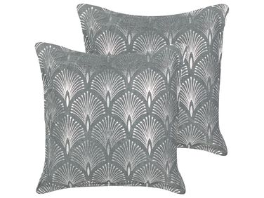 Set van 2 sierkussens HOYA Katoen 45 x 45 cm Grijs geometrisch patroon