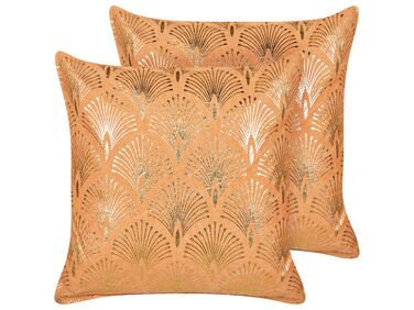 Set van 2 sierkussens HOYA Katoen 45 x 45 cm Oranje geometrisch patroon
