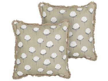 Set van 2 sierkussens PSILOTALES Katoen 45 x 45 cm Beige bloempatroon