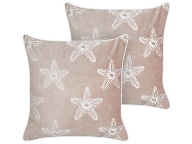 Set van 2 sierkussens CERAMIUM Fluweel 45 x 45 cm Pastelroze bloempatroon