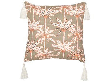Sierkussen MELOBESIA Katoen 45 x 45 cm Beige bladpatroon
