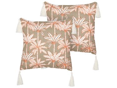 Set van 2 sierkussens MELOBESIA Katoen 45 x 45 cm Meerkleurig bladpatroon