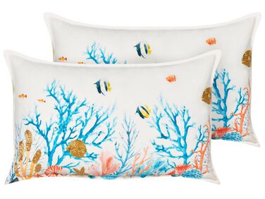 Set van 2 sierkussens EELGRASS Katoen 30 x 50 cm Meerkleurig dierenprint