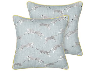 Set van 2 sierkussens ARALES Katoen 45 x 45 cm Lichtgrijs dierenprint