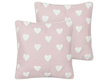 Set van 2 sierkussens GAZANIA Katoen 45 x 45 cm Pastelroze