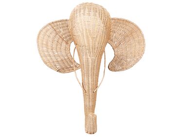 Wanddecoratie Olifant GRUNEY Rotan 83 cm Natuurlijk