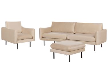Living Room Set 5 Seater VINTERBRO Velvet Beige with Ottoman