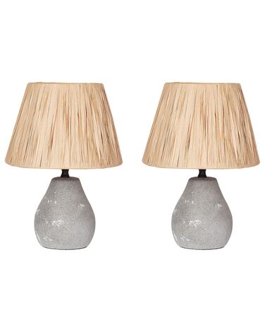 Set van 2 tafellampen ARWADITO Keramiek Grijs