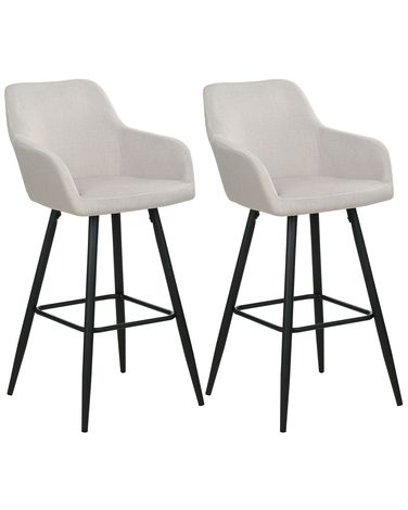 Set of 2 Bar Chairs CASMALIA Velvet Taupe