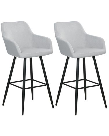 Set of 2 Bar Chairs CASMALIA Velvet Light Grey
