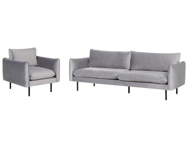 Living Room Set 4 Seater VINTERBRO Velvet Grey