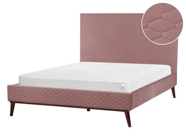 Bed Velvet BAYONNE 140 x 200 cm (EU Double) Pink