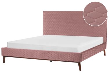 Bed Velvet BAYONNE 180 x 200 cm (EU Super King) Pink