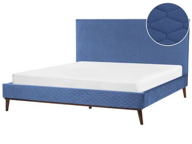 Bed Velvet BAYONNE 180 x 200 cm (EU Super King) Blue