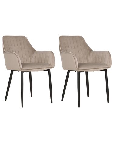 Set of 2 Dining Chairs WELLSTON Velvet Taupe
