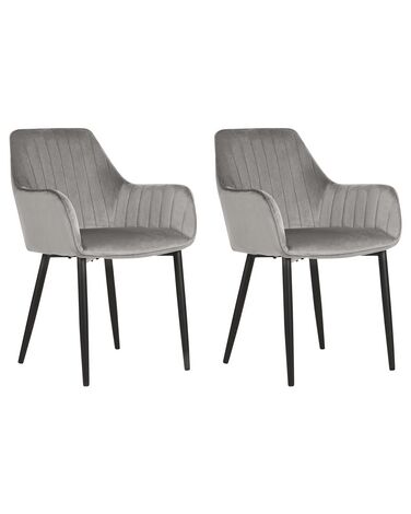 Set of 2 Dining Chairs WELLSTON Velvet Dark Grey