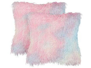 Set van 2 sierkussens AMARYLLIS Nepbont 45 x 45 cm Meerkleurig