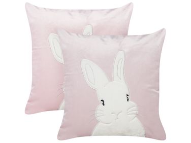 Set of 2 Decorative Cushions IBERIS Velvet 45 x 45 cm Pink