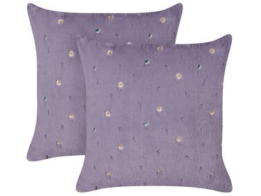 Set van 2 sierkussens LAVATERA 45 x 45 cm Paars bloempatroon