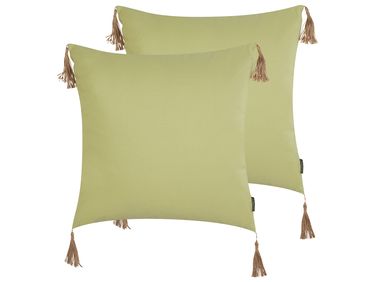 Set van 2 sierkussens CHMISTAR 45 x 45 cm Groen effen