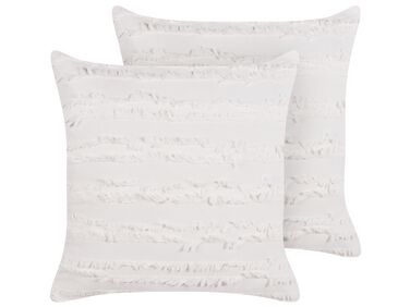 Set van 2 sierkussens MAKNEH Katoen 45 x 45 cm Wit effen