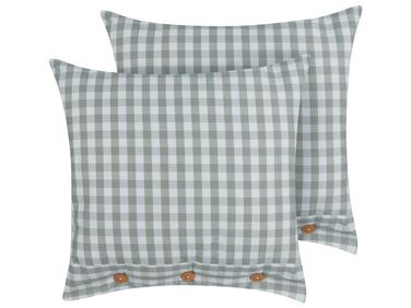 Set van 2 sierkussens TALYA 45 x 45 cm Mintgroen geblokt patroon