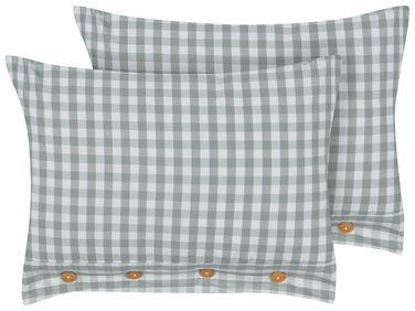 Set van 2 sierkussens TALYA 40 x 60 cm Mintgroen geblokt patroon