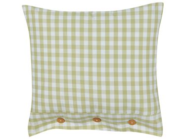 Sierkussen TALYA 45 x 45 cm Olijfgroen geblokt patroon