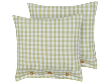 Set van 2 sierkussens TALYA 45 x 45 cm Olijfgroen geblokt patroon