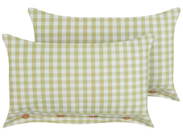 Set van 2 sierkussens TALYA 40 x 60 cm Olijfgroen geblokt patroon