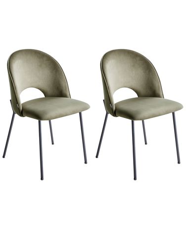 Set of 2 Dining Chairs COVELO Velvet Dark Green