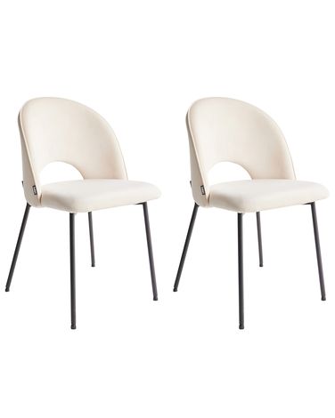 Set of 2 Dining Chairs COVELO Fabric Light Beige