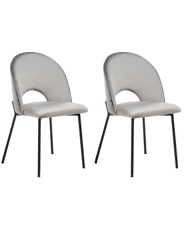 Set of 2 Dining Chairs COVELO Velvet Grey