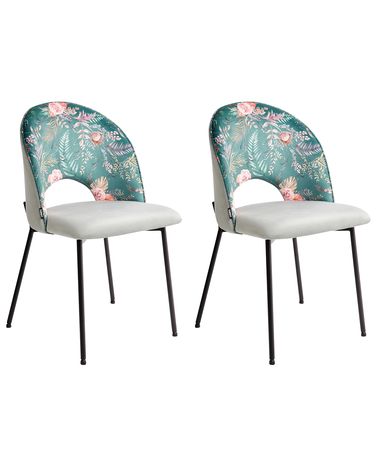 Set of 2 Dining Chairs COVELO Velvet Mint Green