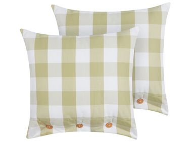 Set van 2 sierkussens TAMNINE 45 x 45 cm Lichtgroen geblokt patroon