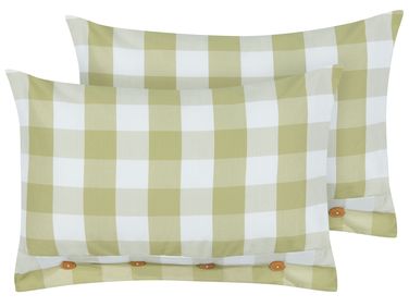 Set van 2 sierkussens TAMNINE 40 x 60 cm Lichtgroen geblokt patroon