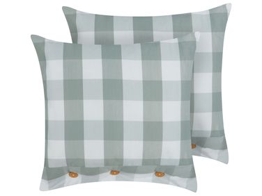 Set van 2 sierkussens TAMNINE 45 x 45 cm Mintgroen geblokt patroon