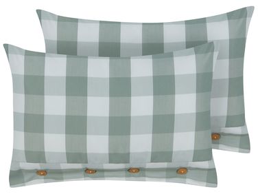 Set van 2 sierkussens TAMNINE 40 x 60 cm Mintgroen geblokt patroon