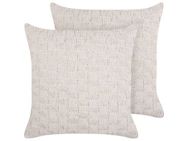 Set van 2 sierkussens BASALIM 45 x 45 cm Beige effen