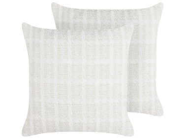 Set van 2 sierkussens DOURIS 45 x 45 cm Lichtbeige geblokt patroon
