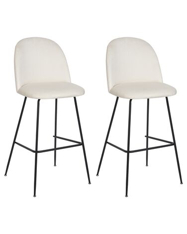 Set of 2 Bar Chairs ARCOLA Velvet Off-White