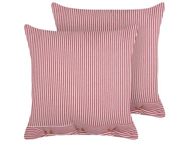 Set van 2 sierkussens AALITA Katoen 45 x 45 cm Rood gestreept