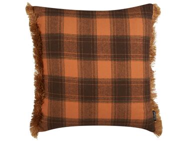 Sierkussen BARJA 45 x 45 cm Oranje geblokt patroon