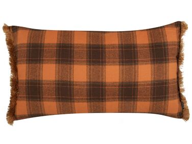 Sierkussen BARJA 40 x 70 cm Oranje geblokt patroon