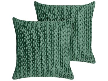 Set van 2 sierkussens ECLIPTA 45 x 45 cm Groen effen