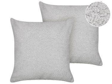 Set van 2 sierkussens LEUZEA Bouclé 45 x 45 cm Grijs effen