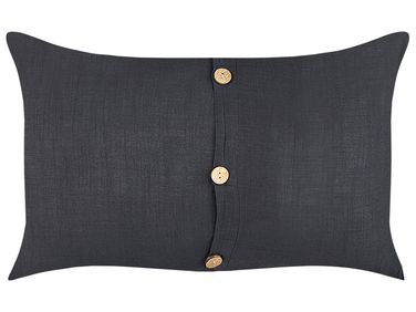 Set of 2 Decorative Cushions BANORI Linen 30 x 50 cm Black Solid