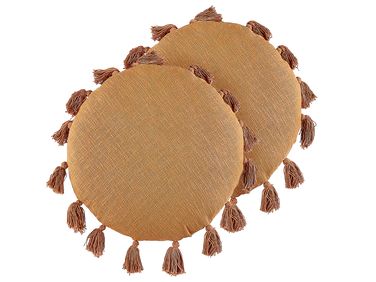 Set van 2 sierkussens MADIA Katoen 45 x 45 cm Oranje effen