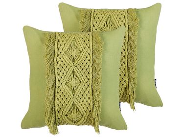 Set van 2 sierkussens KALAM Katoen 45 x 45 cm Groen geometrisch patroon