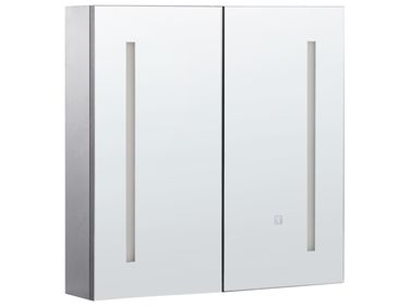 Badkamer wandkast met spiegel LED CHABUNCO 60 cm 60 cm Zwart